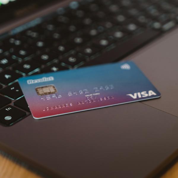 credit card on laptop