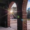 sun peaking through the UMC loggia